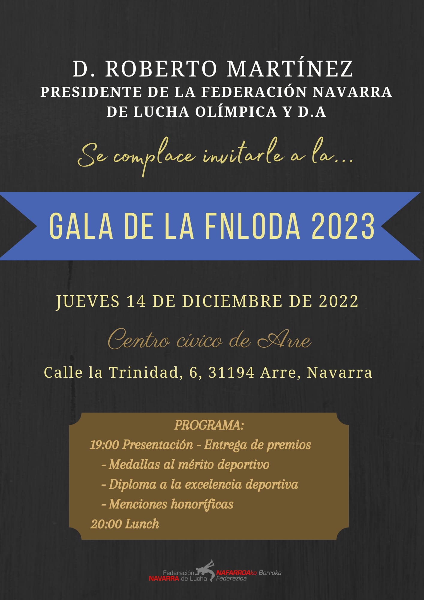 Gala Institucional de la Federaci&oacute;n Navarra de Luchas Ol&iacute;mpicas y D.A. 2023 (14 de diciembre)